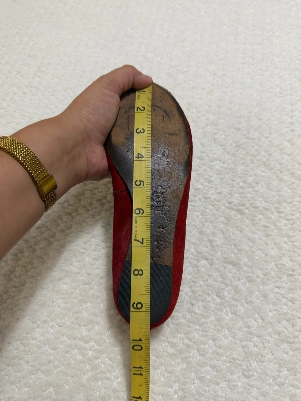 Tory Burch Real Bovine Hair Leather Jess Red Flats Size 6.5